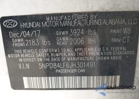 2018 Hyundai Elantra Sel from USA, damaged, VIN 5NPD84LF6JH301491